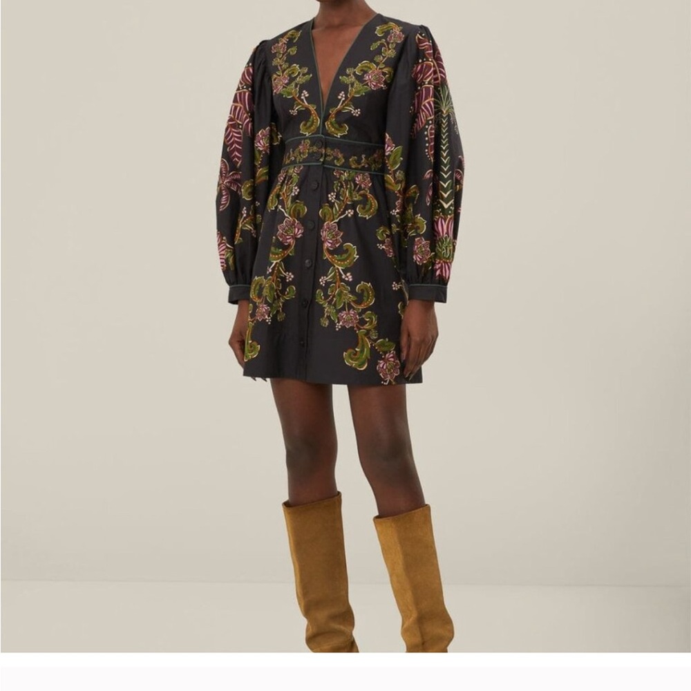 FARM Rio Black Dress with Colorful Floral Patterns